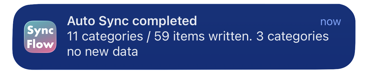 Auto Sync completed notification